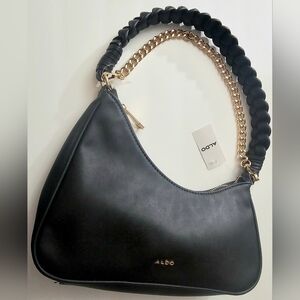 Aldo Black Shoulder Bag with Gold Chain